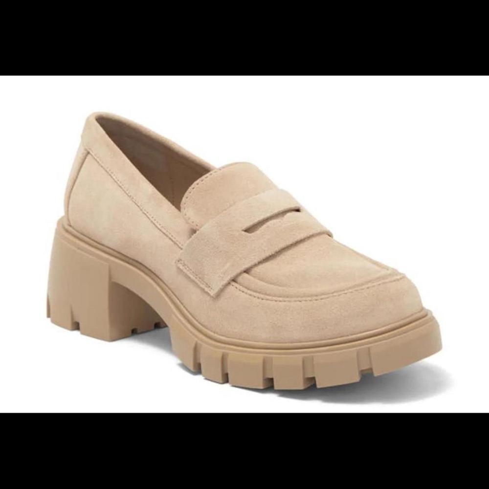 STEVE MADDEN Womens Size 6 Beige 1" Platform Suede Loafer